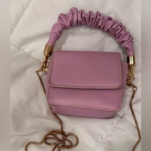 Lilac mini bag with Ruched Handle